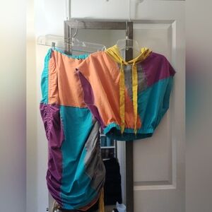 Colorful Patchwork Hoodie and Skirt Set